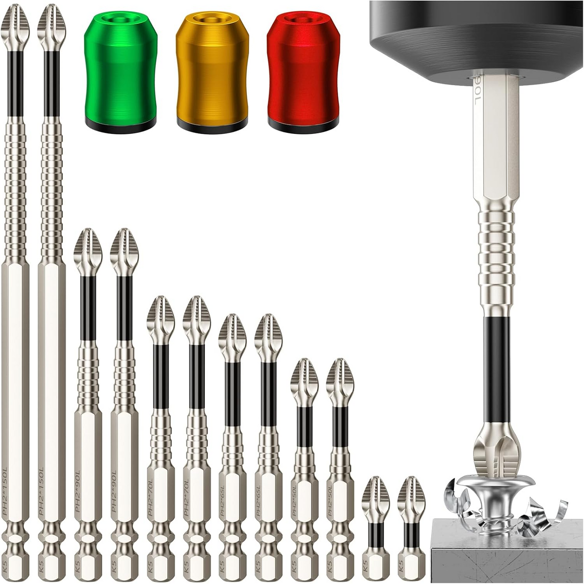 Impact-Resistant Magnetic Screwdriver Bits, Anti-Slip Power Tool Bit Set for Home Maintenance & DIY