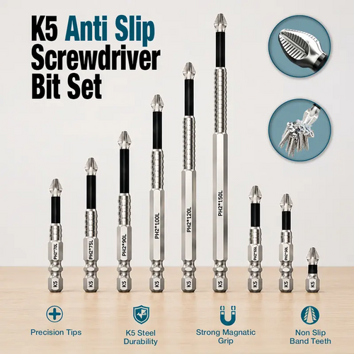 Impact-Resistant Magnetic Screwdriver Bits, Anti-Slip Power Tool Bit Set for Home Maintenance & DIY
