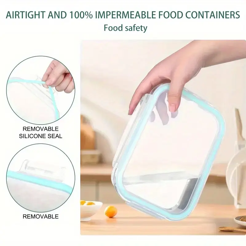 16-Piece Glass Food Storage Containers Set – 8 Airtight Snap Lids & 8 Containers for Meal Prep, Leftovers, Lunch & Kitchen Organization
