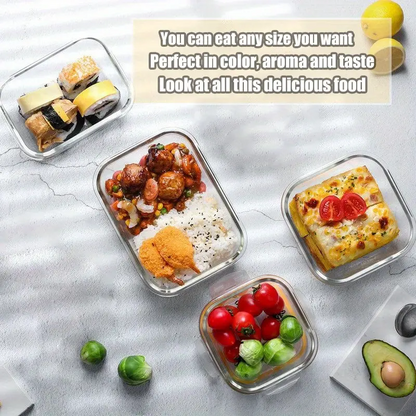 16-Piece Glass Food Storage Containers Set – 8 Airtight Snap Lids & 8 Containers for Meal Prep, Leftovers, Lunch & Kitchen Organization