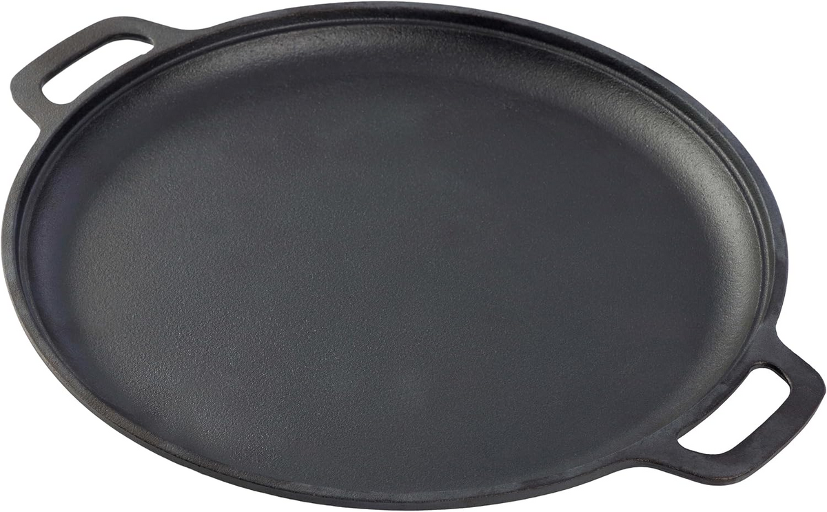 12”/14” Cast Iron Pizza Pan, Even-Heating Heavy-Duty Cast Iron Cookware for Homemade Pizza, Baking & Oven Cooking