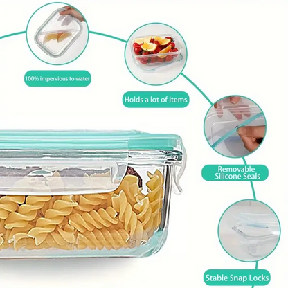 16-Piece Glass Food Storage Containers Set – 8 Airtight Snap Lids & 8 Containers for Meal Prep, Leftovers, Lunch & Kitchen Organization