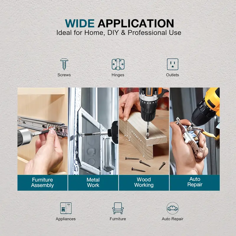 Impact-Resistant Magnetic Screwdriver Bits, Anti-Slip Power Tool Bit Set for Home Maintenance & DIY