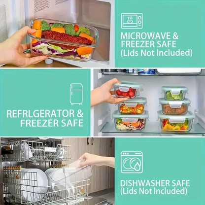 16-Piece Glass Food Storage Containers Set – 8 Airtight Snap Lids & 8 Containers for Meal Prep, Leftovers, Lunch & Kitchen Organization