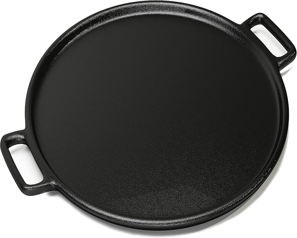 12”/14” Cast Iron Pizza Pan, Even-Heating Heavy-Duty Cast Iron Cookware for Homemade Pizza, Baking & Oven Cooking