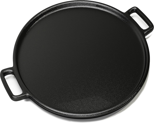 12”/14” Cast Iron Pizza Pan, Even-Heating Heavy-Duty Cast Iron Cookware for Homemade Pizza, Baking & Oven Cooking