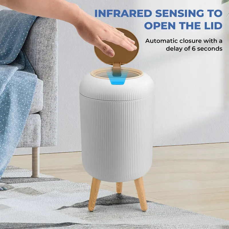 Smart Automatic Trash Can with Motion Sensor – Touchless Waterproof Garbage Bin, Space-Saving Nordic Wastebasket for Bathroom, Kitchen, Office & Home