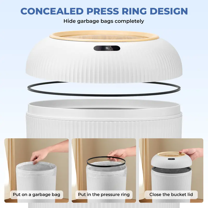 Smart Automatic Trash Can with Motion Sensor – Touchless Waterproof Garbage Bin, Space-Saving Nordic Wastebasket for Bathroom, Kitchen, Office & Home