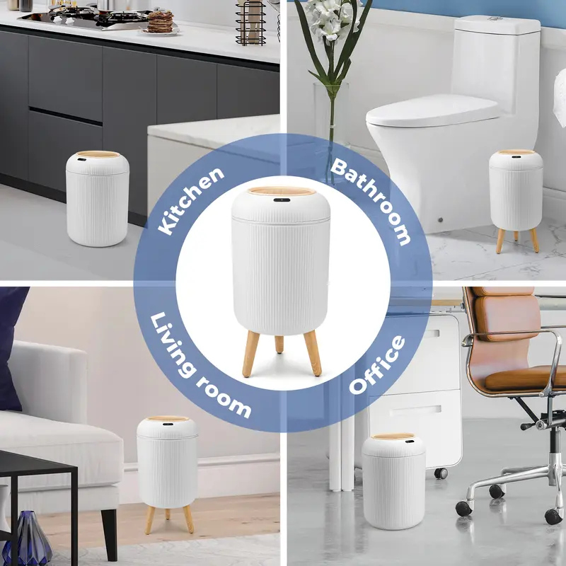 Smart Automatic Trash Can with Motion Sensor – Touchless Waterproof Garbage Bin, Space-Saving Nordic Wastebasket for Bathroom, Kitchen, Office & Home
