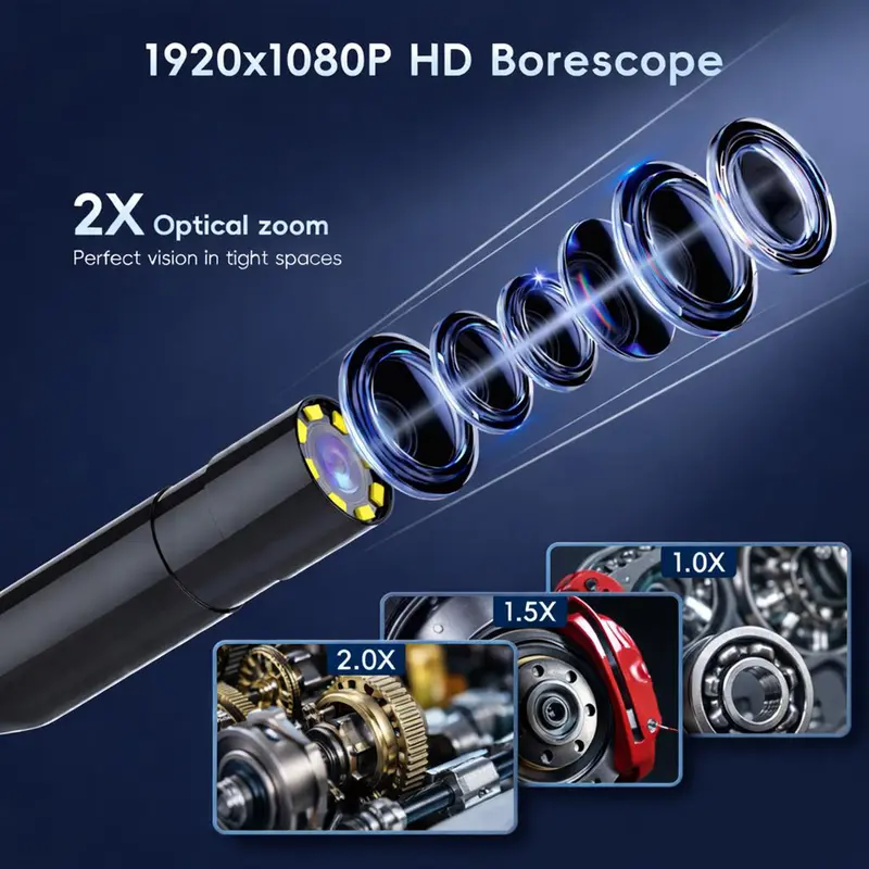 Industrial Endoscope Camera with Light, 4.3" 1080P HD Screen Waterproof Borescope Inspection Camera, IP67 Flexible Cable Video Scope for Automotive Engine, Plumbing, Home & Industrial Repairs
