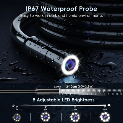 Industrial Endoscope Camera with Light, 4.3" 1080P HD Screen Waterproof Borescope Inspection Camera, IP67 Flexible Cable Video Scope for Automotive Engine, Plumbing, Home & Industrial Repairs