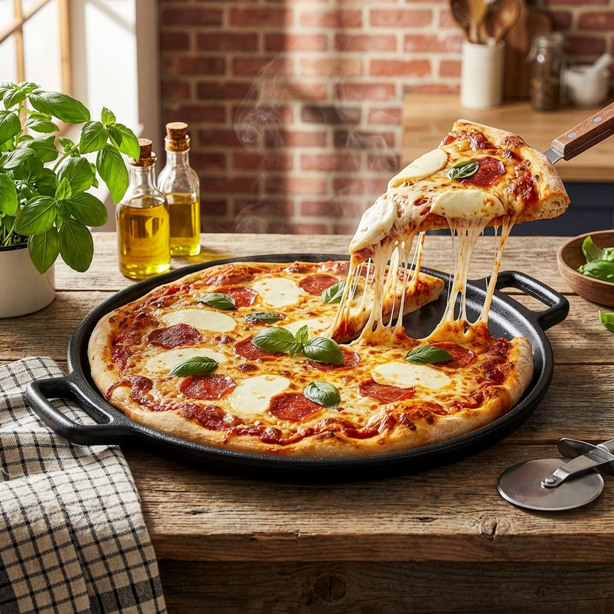 12”/14” Cast Iron Pizza Pan, Even-Heating Heavy-Duty Cast Iron Cookware for Homemade Pizza, Baking & Oven Cooking