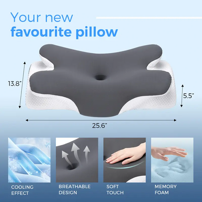 Adjustable Cooling Memory Foam Neck Pillow, Ergonomic Cervical Support Pillow for Sleeping, Contoured Neck & Head Support Pillow for Side and Back Sleepers